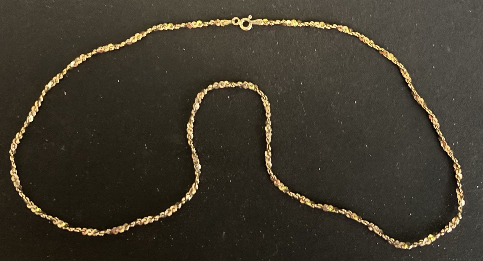 Sterling Silver Gold Tone Twisted S Link Necklace 20” Marked 925 8.7 Gr