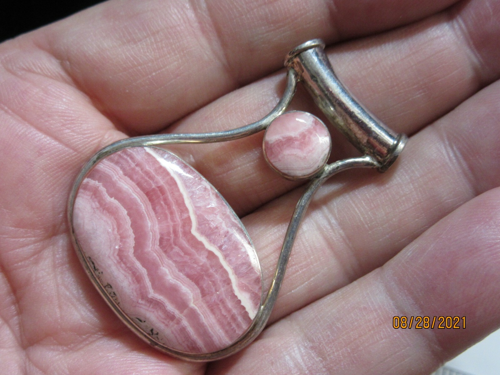 Natural Rhodochrosite 925 Sterling Silver Pendant Jewelry US seller RSP-7