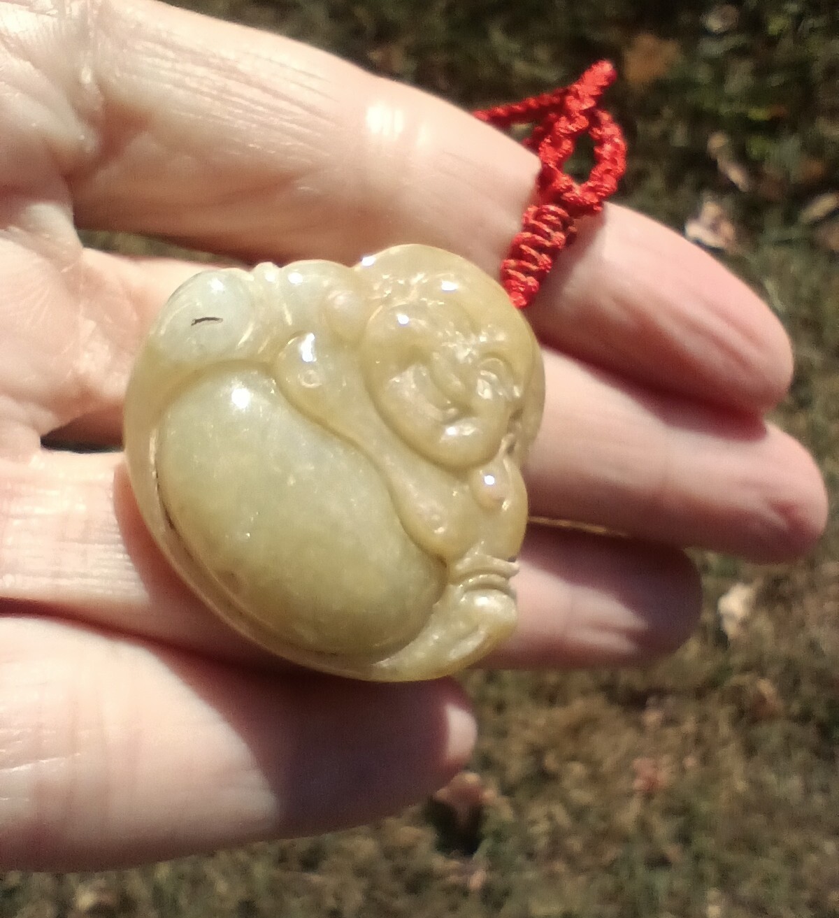 Natural Jadeite Jade Happy Buddha pendant necklace Myanmar CH733