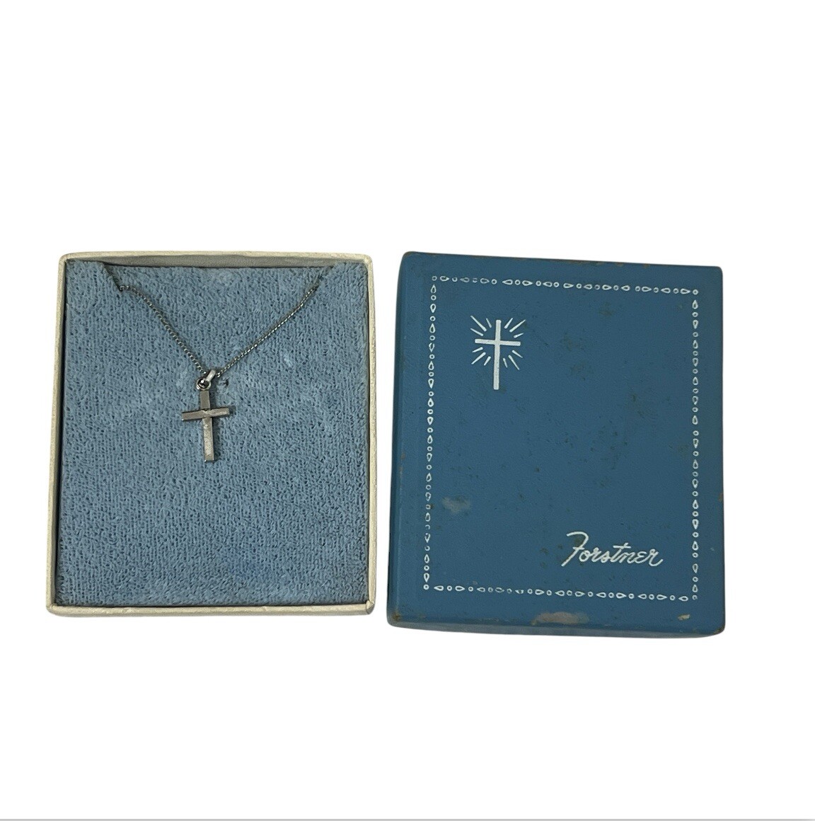 Vintage Forstner Sterling Silver Cross 8” Necklace Preowned New In Box