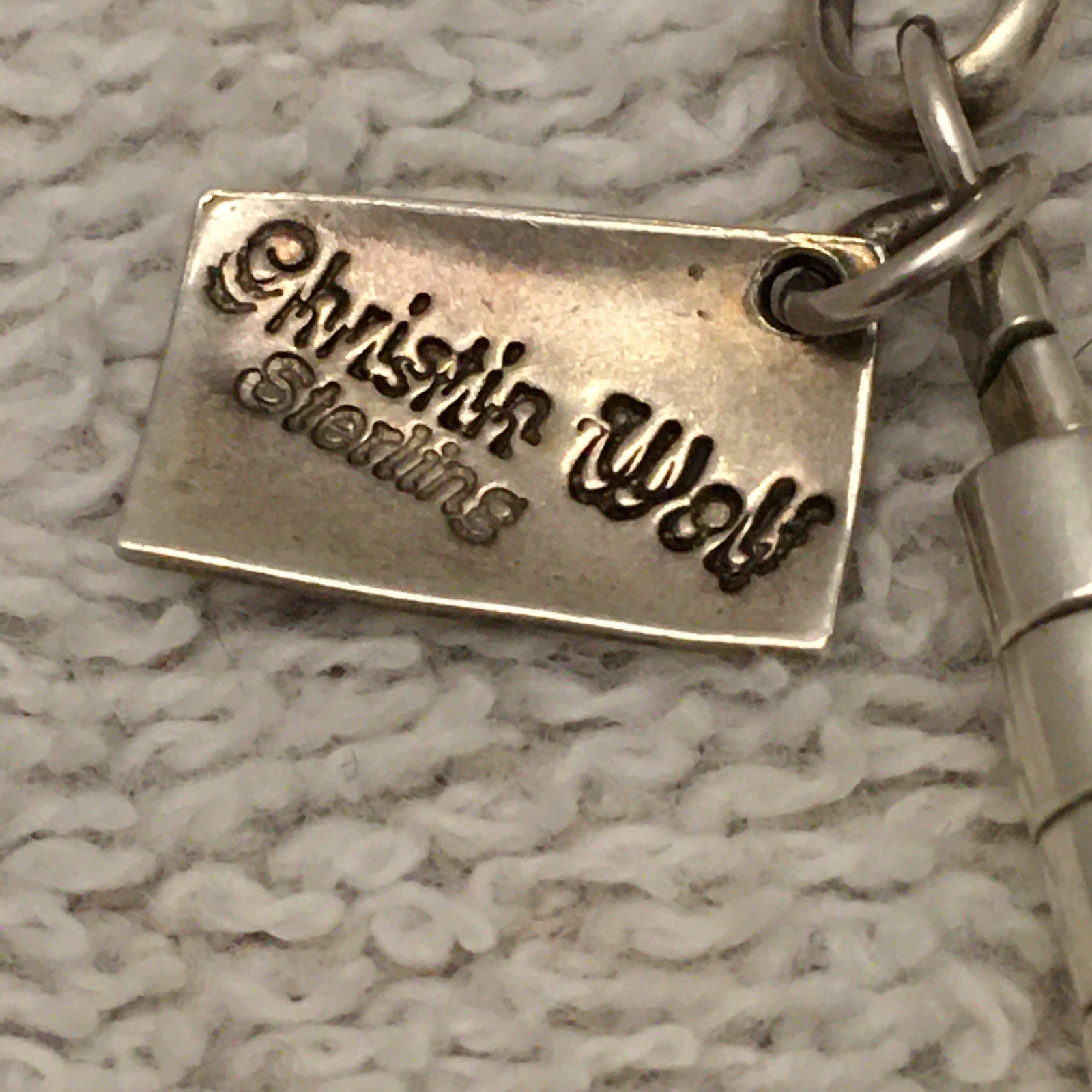Christin Wolf Necklace Sterling Marked W/ Gemstone Hook Closure