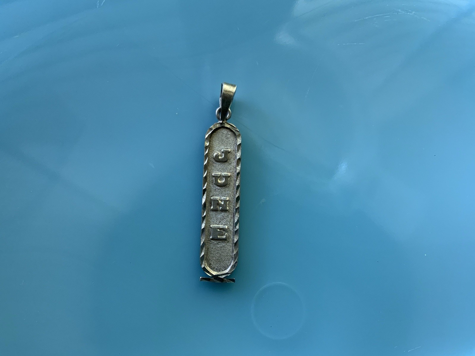 Sterling Silver Egyptian Bar Cartouche Pendant 925 Name June 3.1g