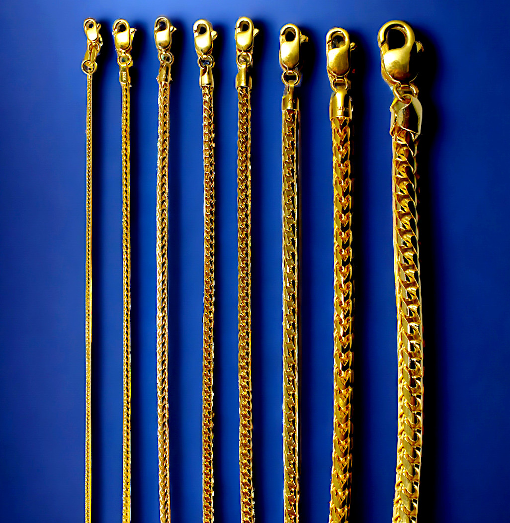 14K Yellow Gold SOLID Franco Round Box Necklace Bracelet Chain 1mm-6mm 7″-30″