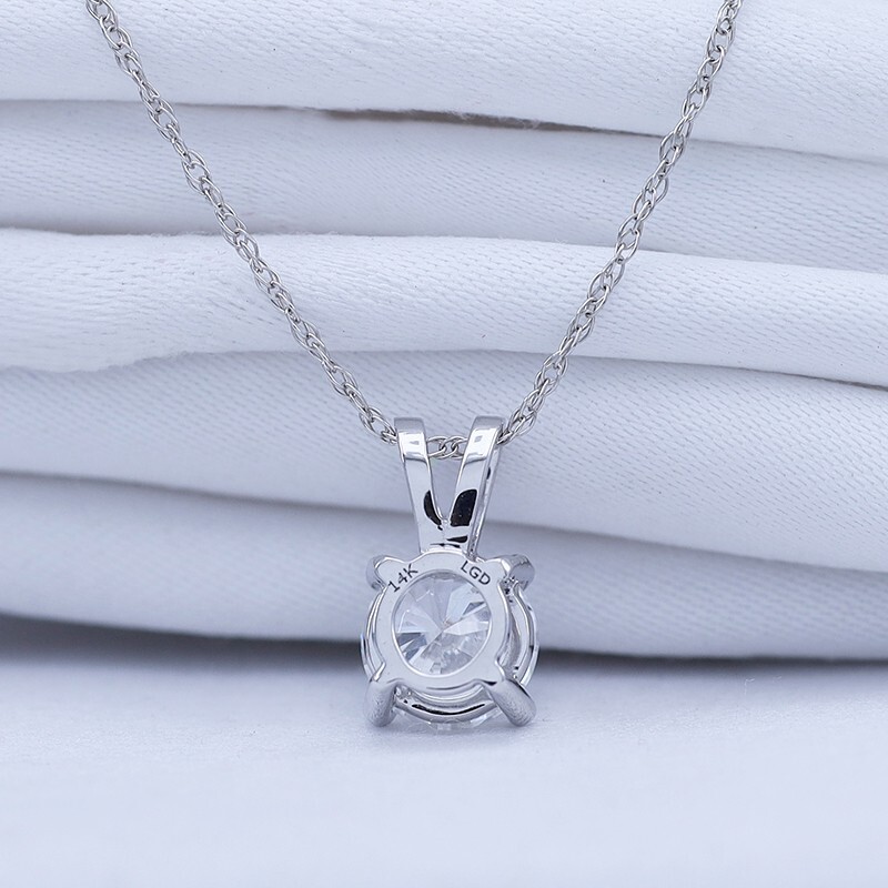 0.75 Ct Lab Grown Diamond Solitaire Pendant Necklace 14k White Gold G-H VS-SI