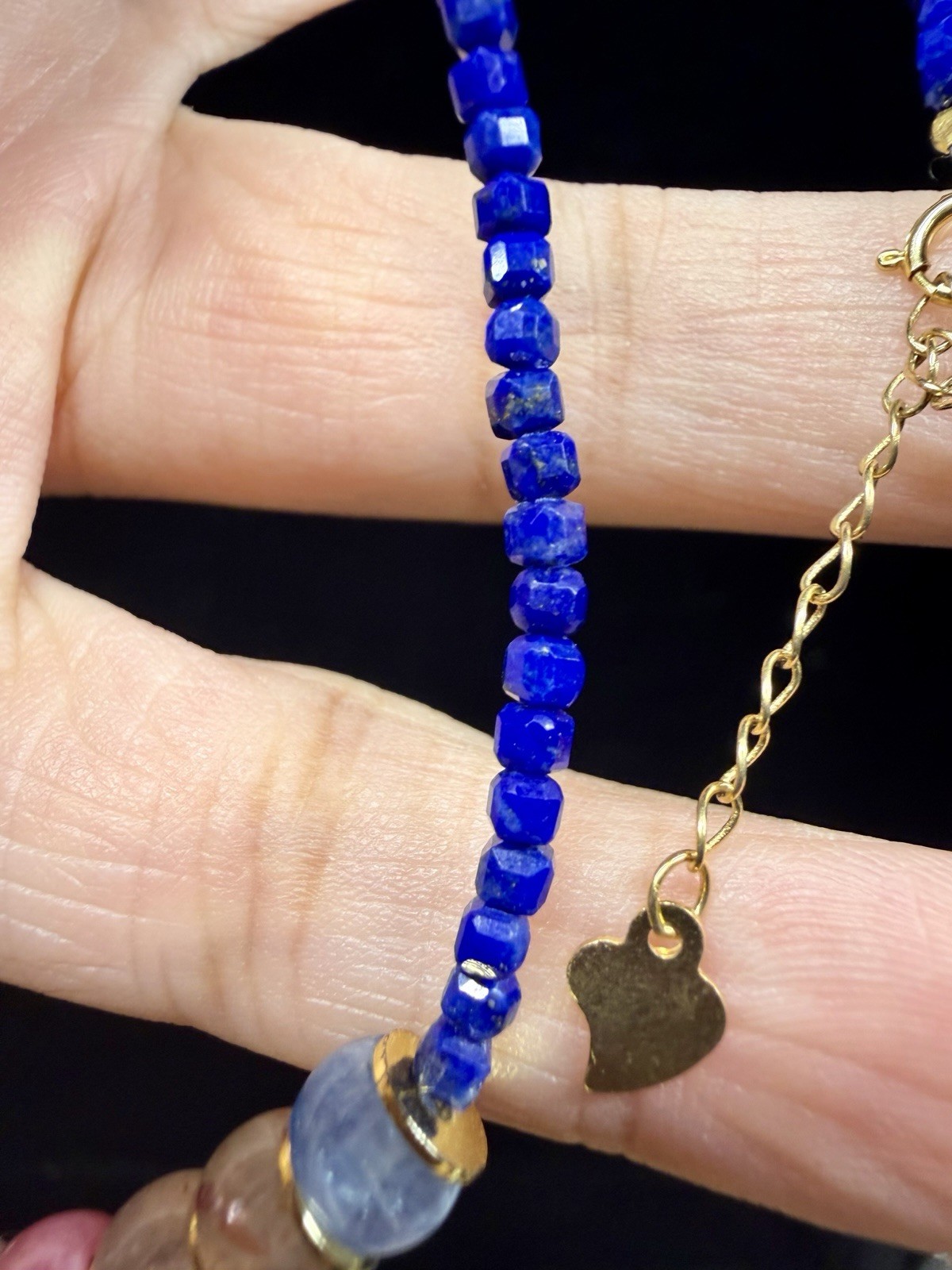 Premium Natural Lapis Lazuli Crystal Quartz Necklace 925 Sterling Silver