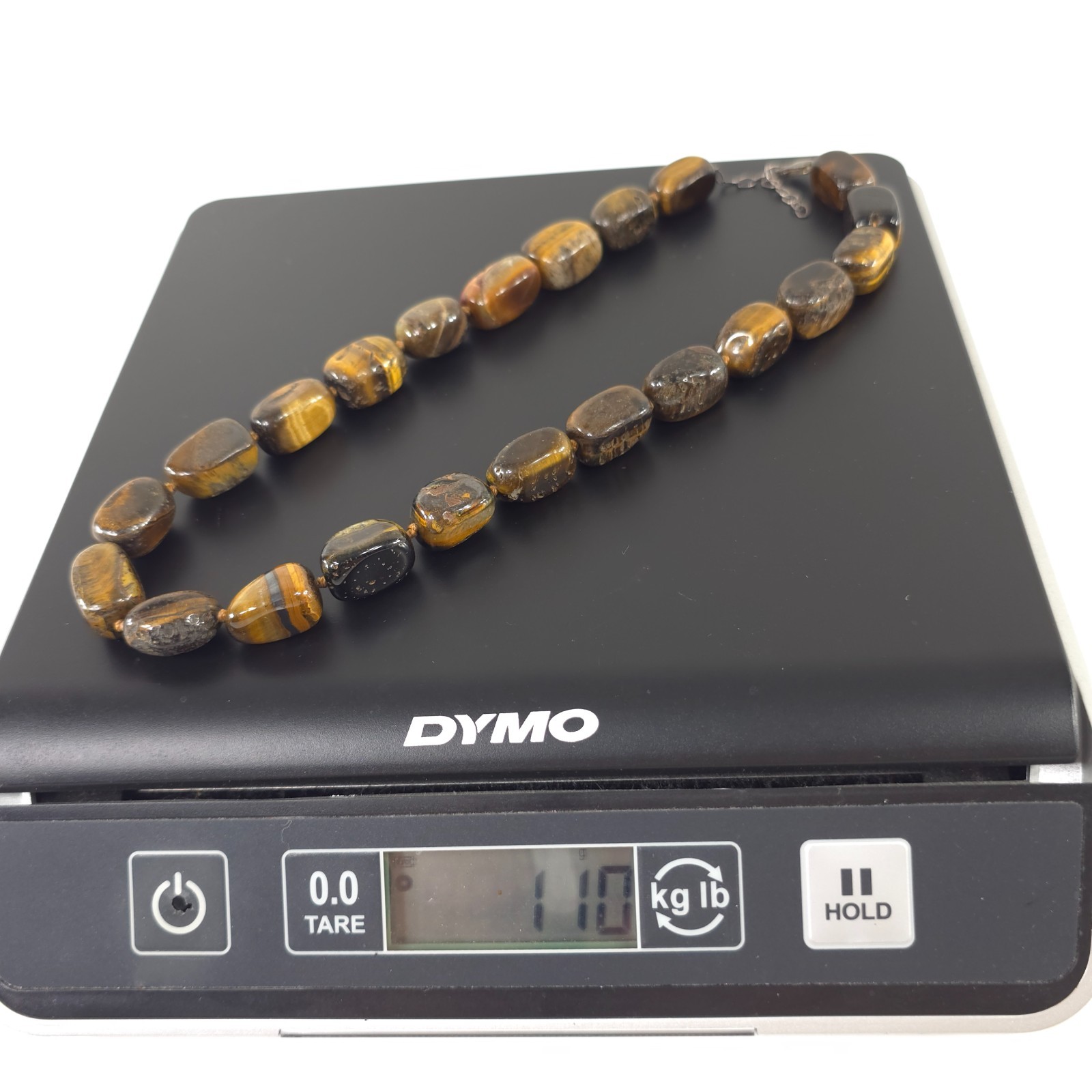 TIGER’S EYE NATURAL GEMSTONE NECKLACE WITH STERLING SILVER .925 20 in 110gr …