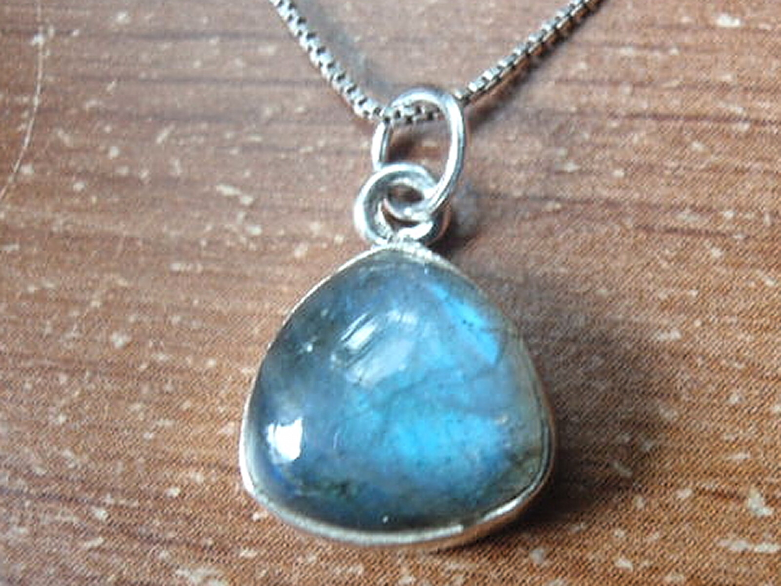 Labradorite Triangle with Soft Corners 925 Sterling Silver Pendant