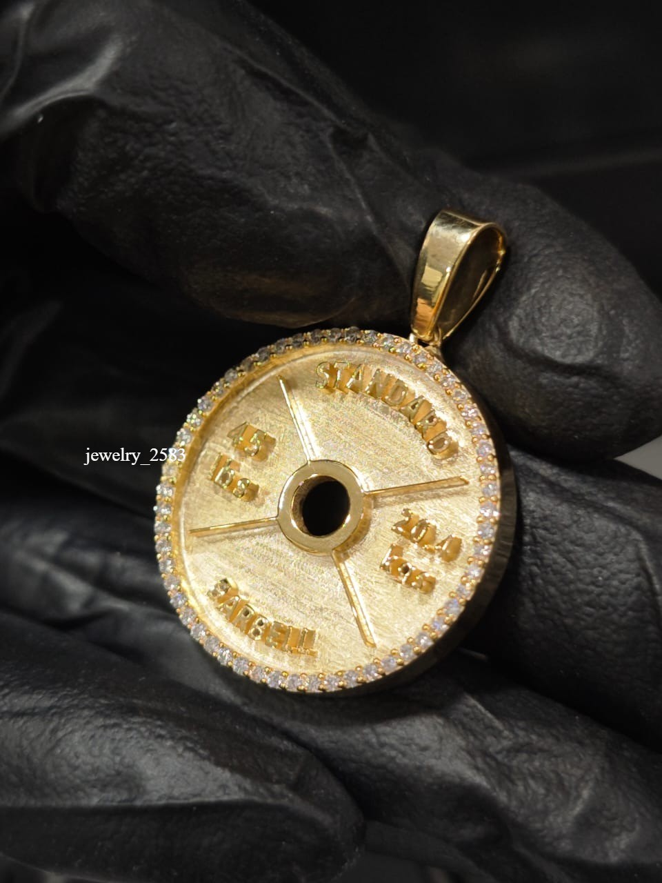 Certified Lab Grown Diamond Men Custom Barbell Border Pendant Gift for Him 925SS