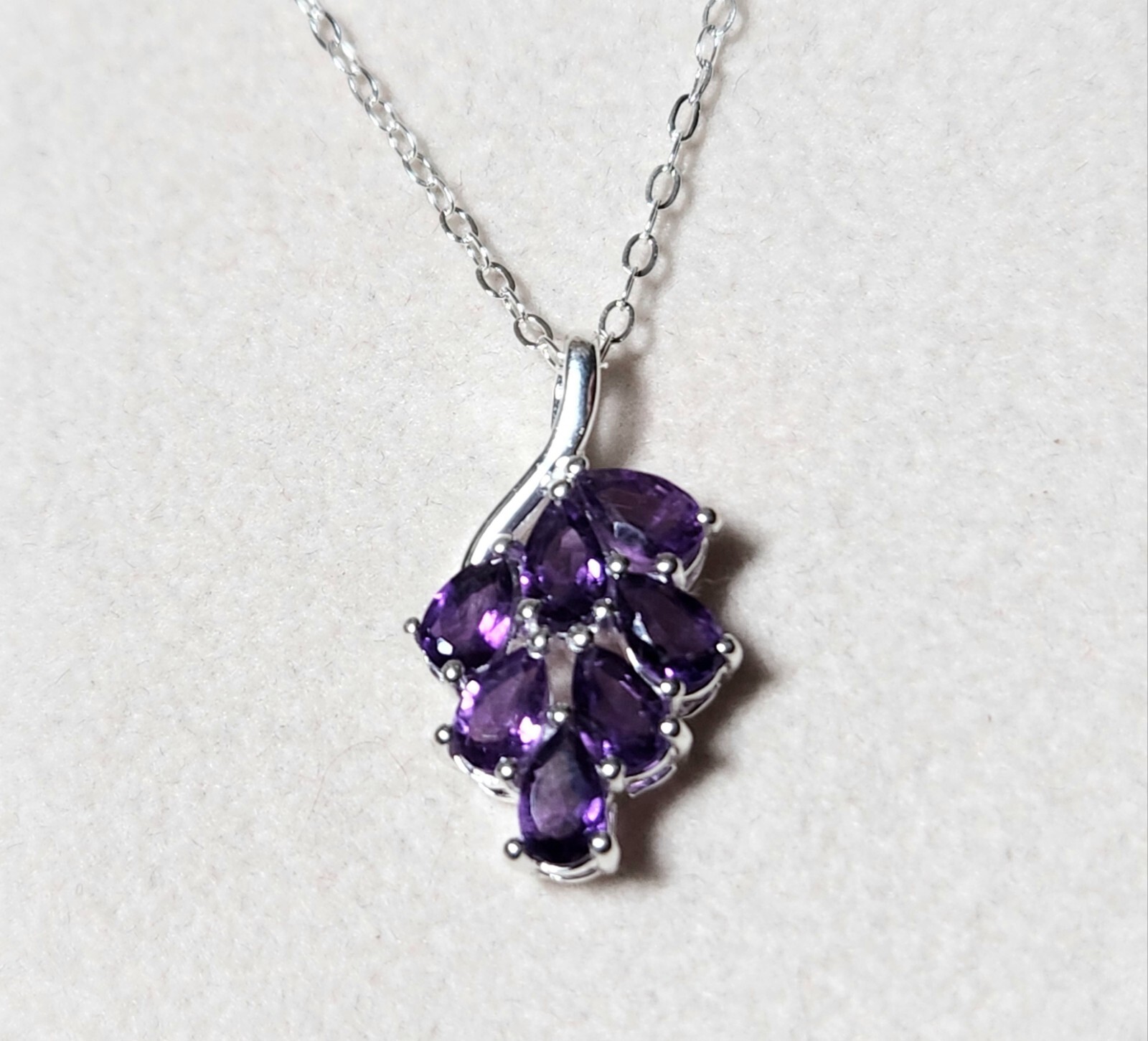 Natural Rich AAA Purple Amethyst Pendant in 925 Sterling Silver 18″ Necklace