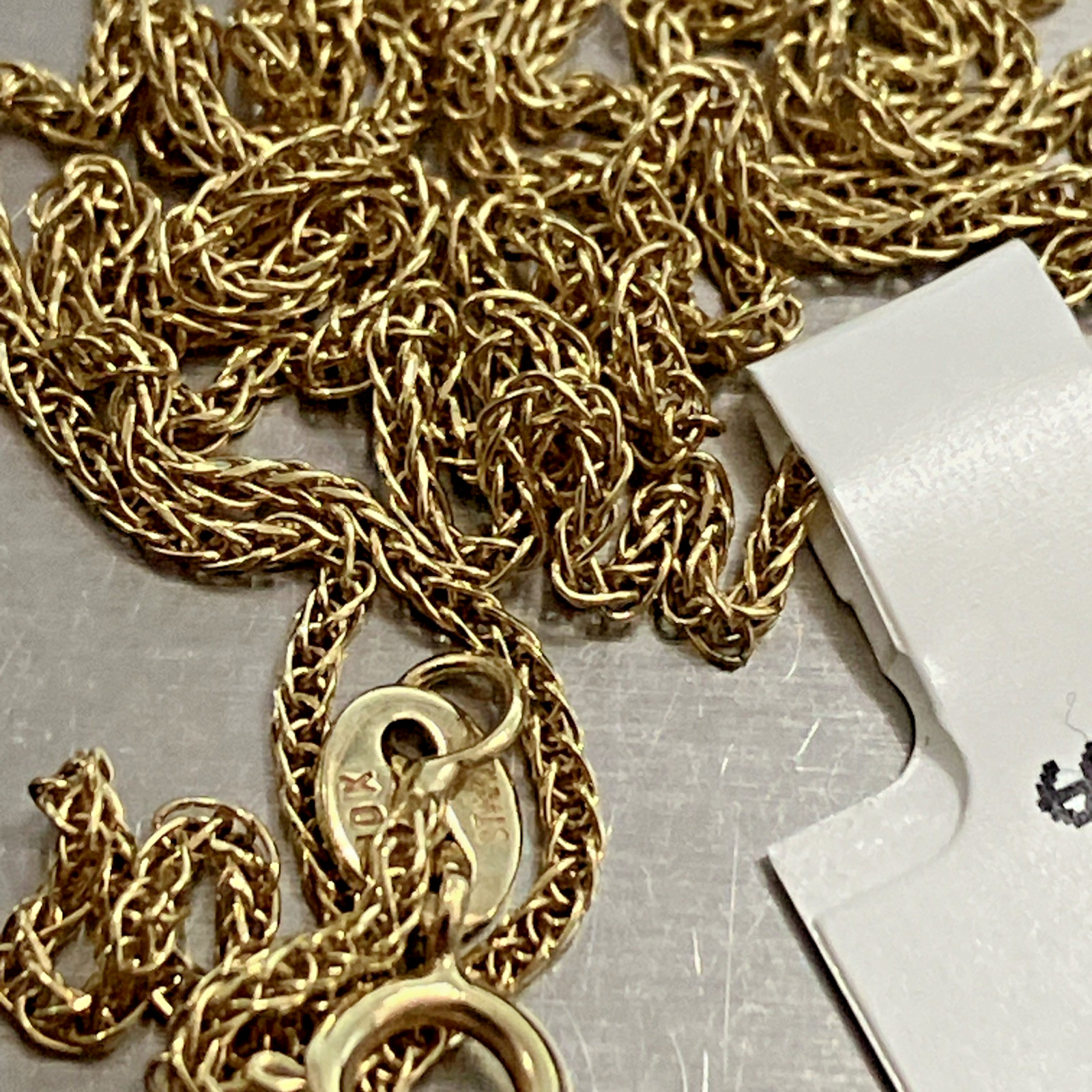 10kt Real Gold Spiga Wheat Semi-Solid/Hollow Chain 1.75grams 24″ Starz Brand NWT