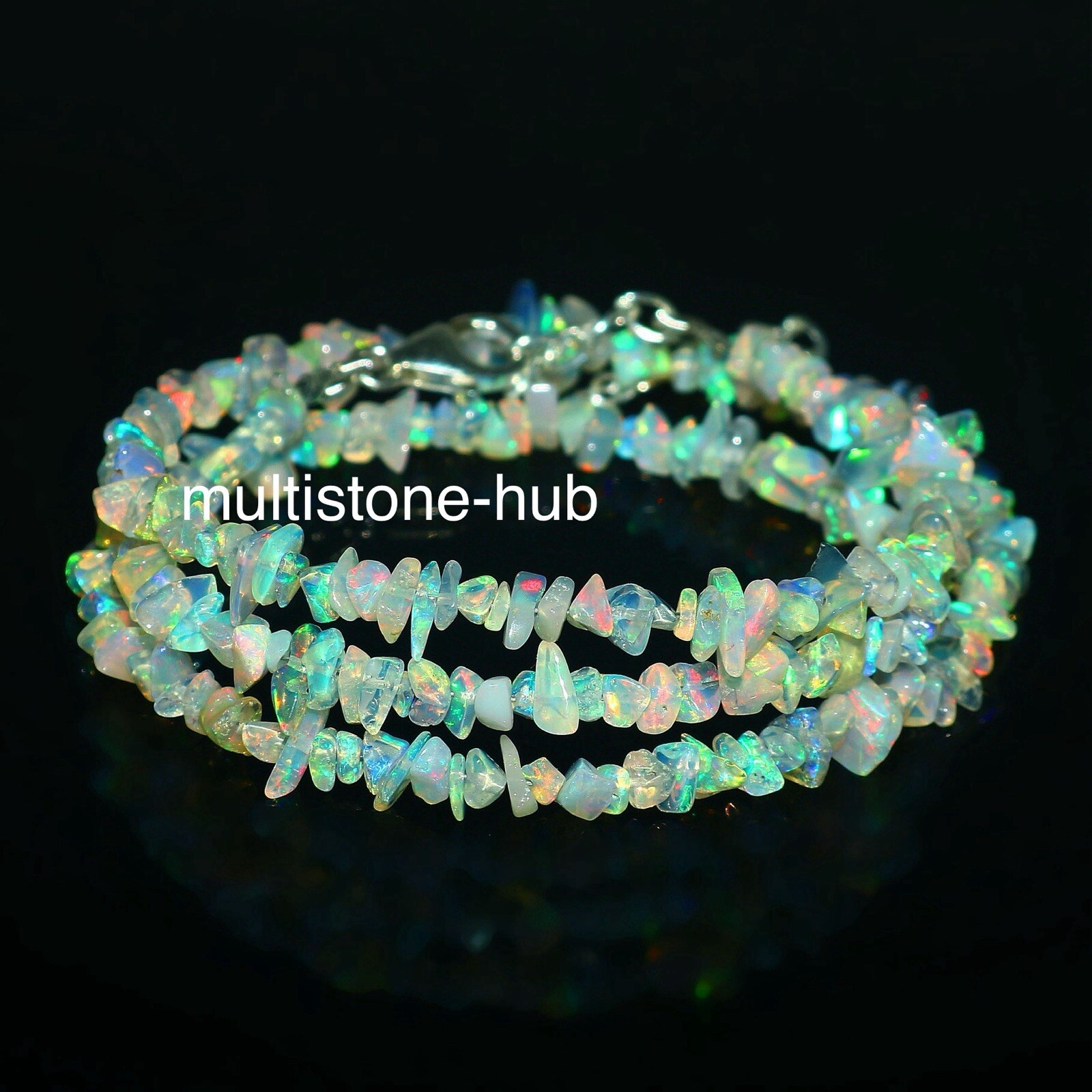 Natural Ethiopian Welo Fire Opal Uncut Chips Beaded Gemstone Necklace 16 Inches