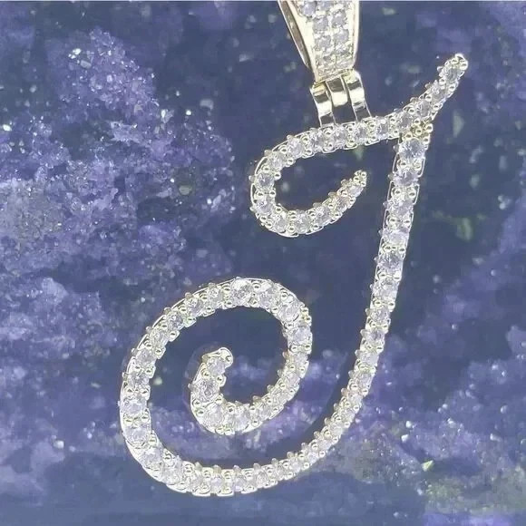 3Ct Round Lab Created Diamond Custom Letter J Mens Pendant 14K White Gold Plated