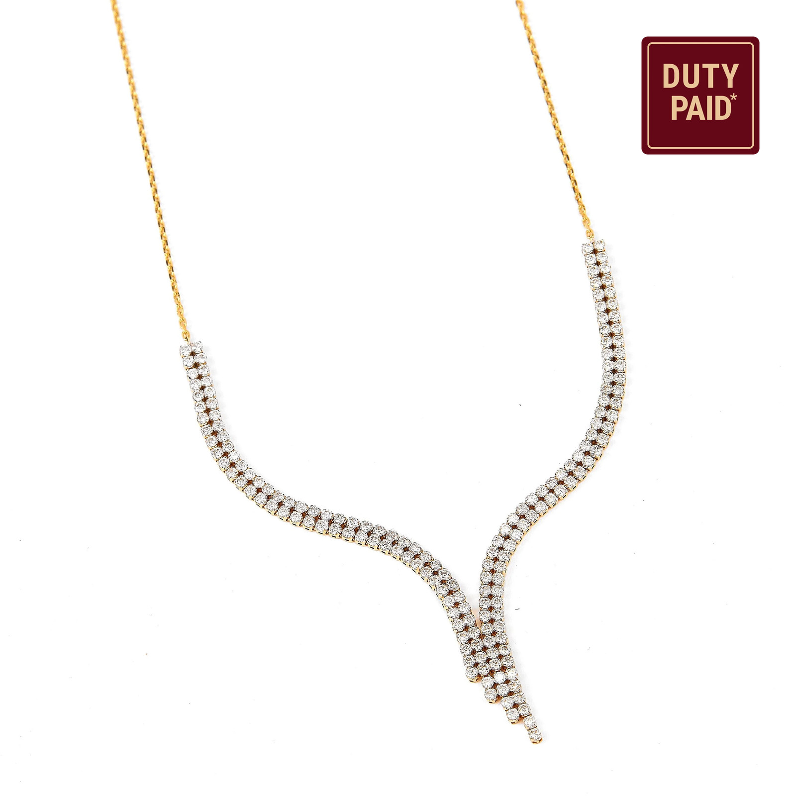 2.37 ct Natural Diamond Double Row Y Necklace 14K Gold Solid Gold Bridal Pave