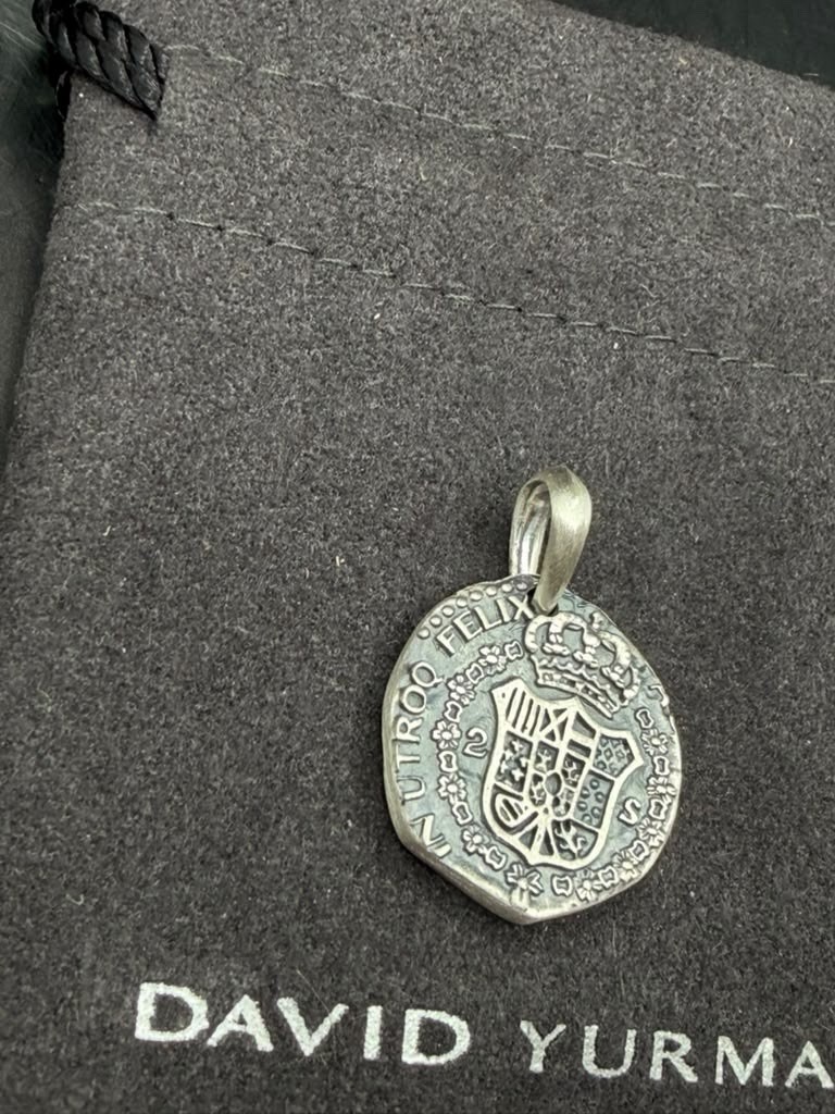 David Yurman Sterling Silver Shipwreck Coin Amulet Pendant