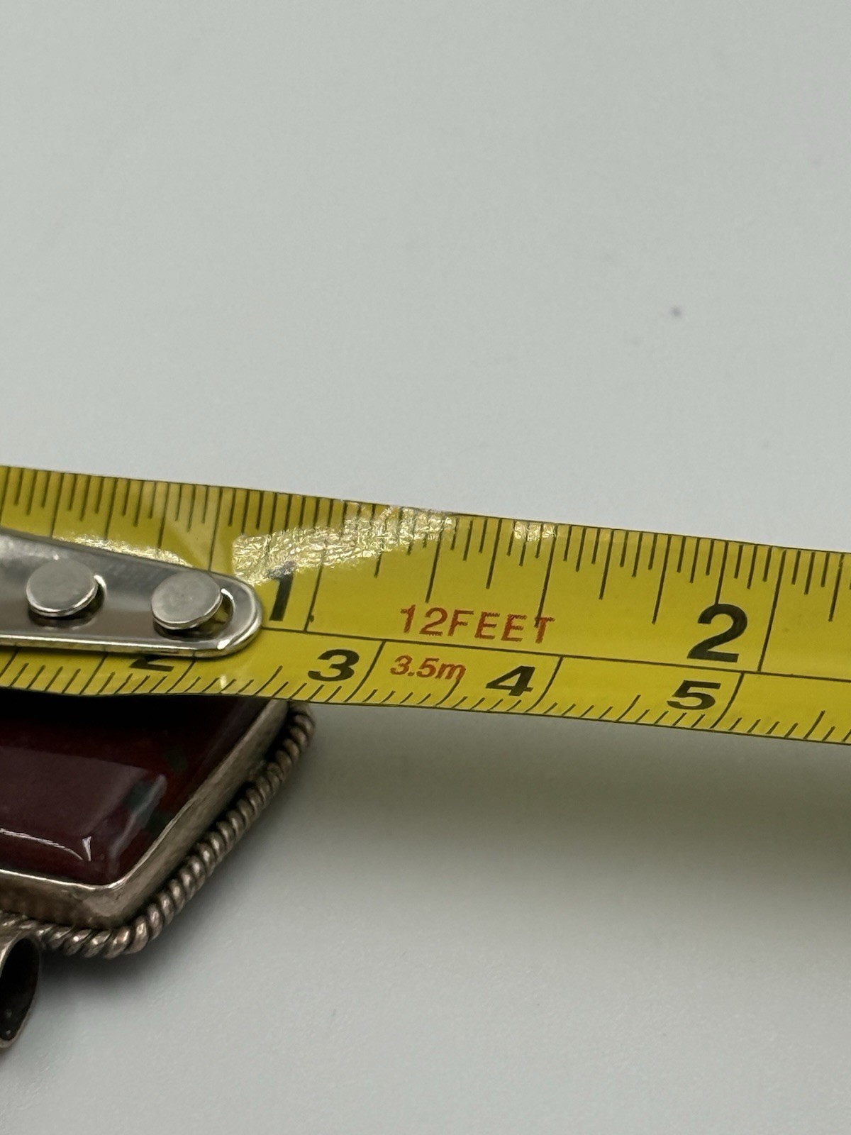 Vintage Red Jasper Sterling Silver 925 Rectangular Pendant Braided Metal Accent