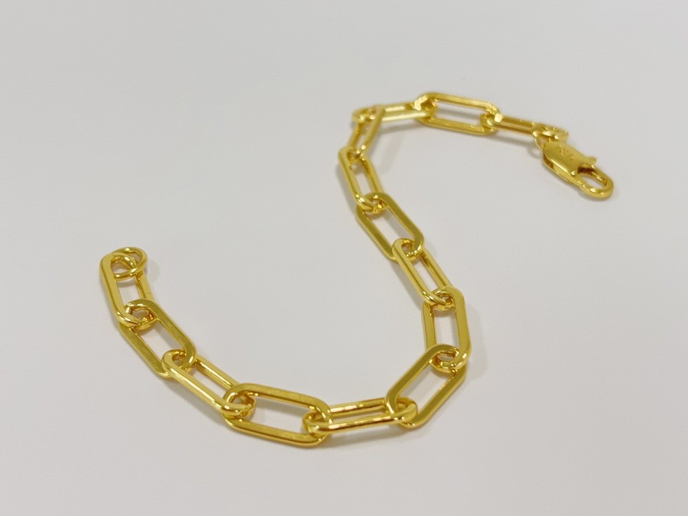18k Yellow Gold 7.5mm Paperclip Chain Cable Rolo Link Bracelet Womens Men 7.5″