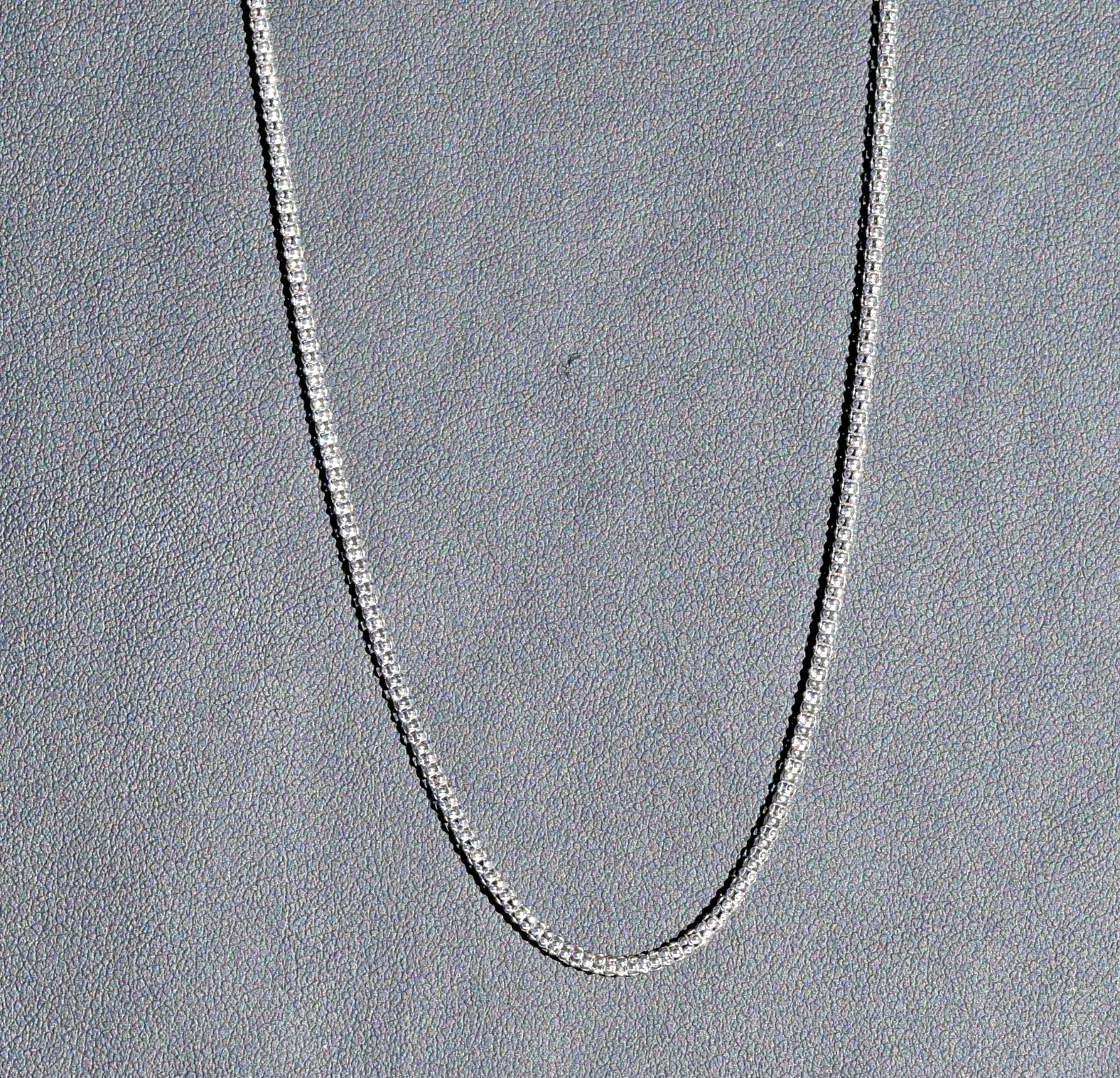 Adjustable Popcorn Plated Platuna Over 925 Sterling Silver 1.7mm Chain Lobster