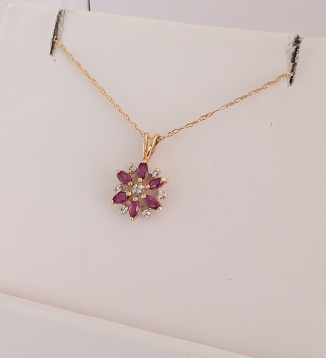 Ruby & Diamond Necklace 14K 2 Grams Retail Price $1299 Make Me An Offer!