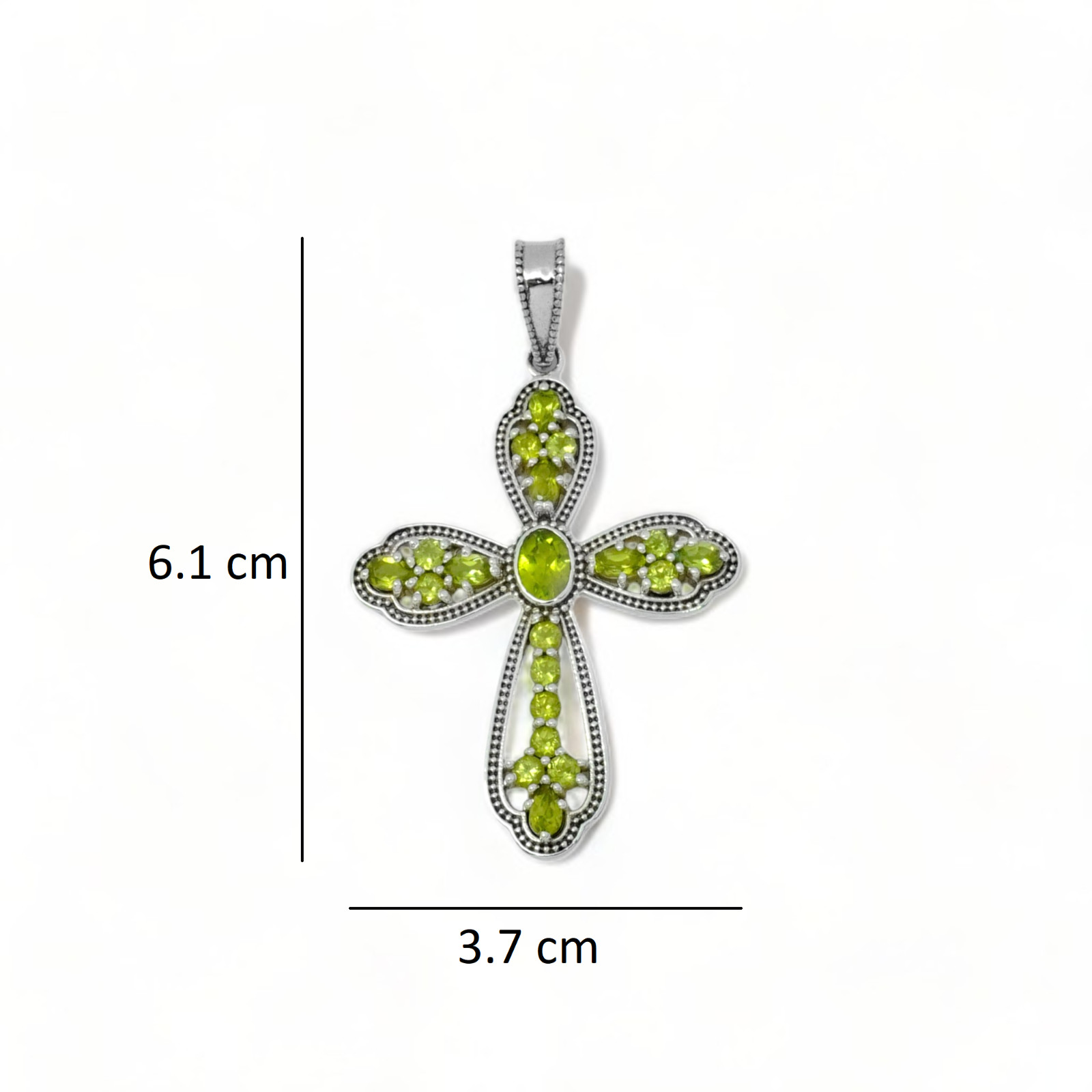 Peridot Gemstone Pendant Handmade Cross Pendant Jewelry For Unisex Gift Jewelry