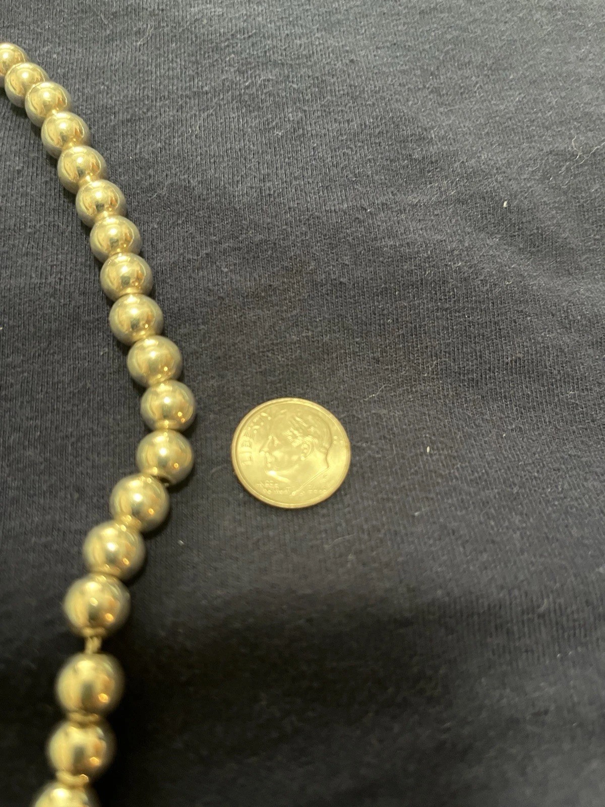 Italian Necklace Bal 24” 8mm Beads Silver 925 Italy