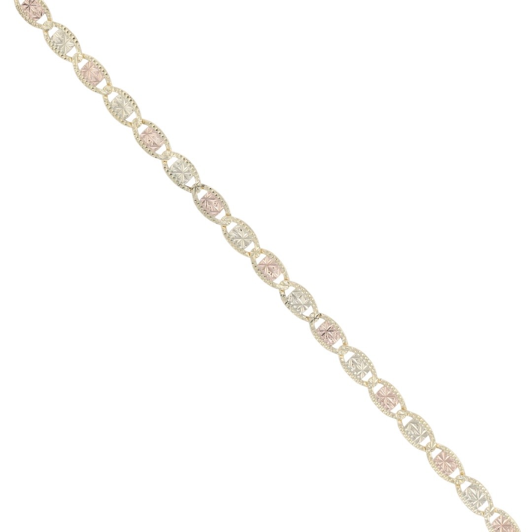 3.9mm Textured Anchor Link Chain 22″ Necklace 10k Multi-Tone Gold 8.82 Grams