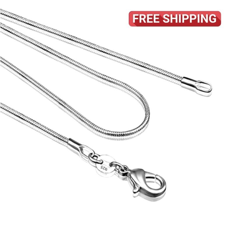 Men&Women’s 925 Sterling Silver Tarnish-Free Italian Snake Chain Necklace 16-24″
