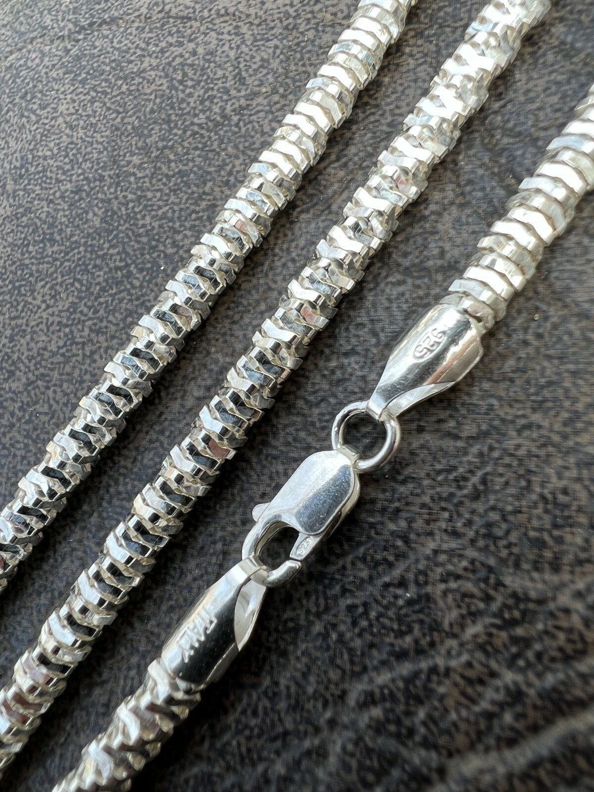 Real 925 Sterling Silver Diamond Cut Sparkle Ice Rope Chain Necklace 4mm 16-30″