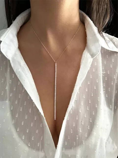2.25Ct Round Cut Lab-Created Diamond Lariat Drop Necklace 14K Yellow Gold Plated