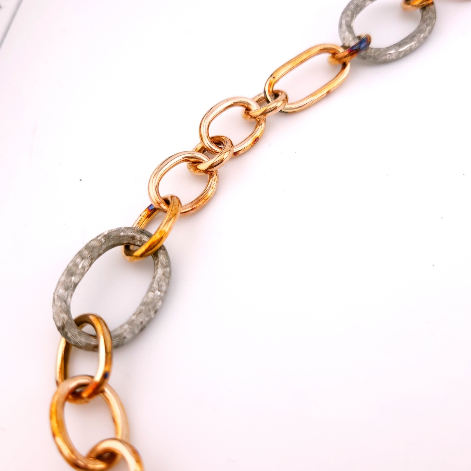 Daniel W. Danwak Sterling Silver Rose Gold Tone Large Chain Link 32″ In Necklace