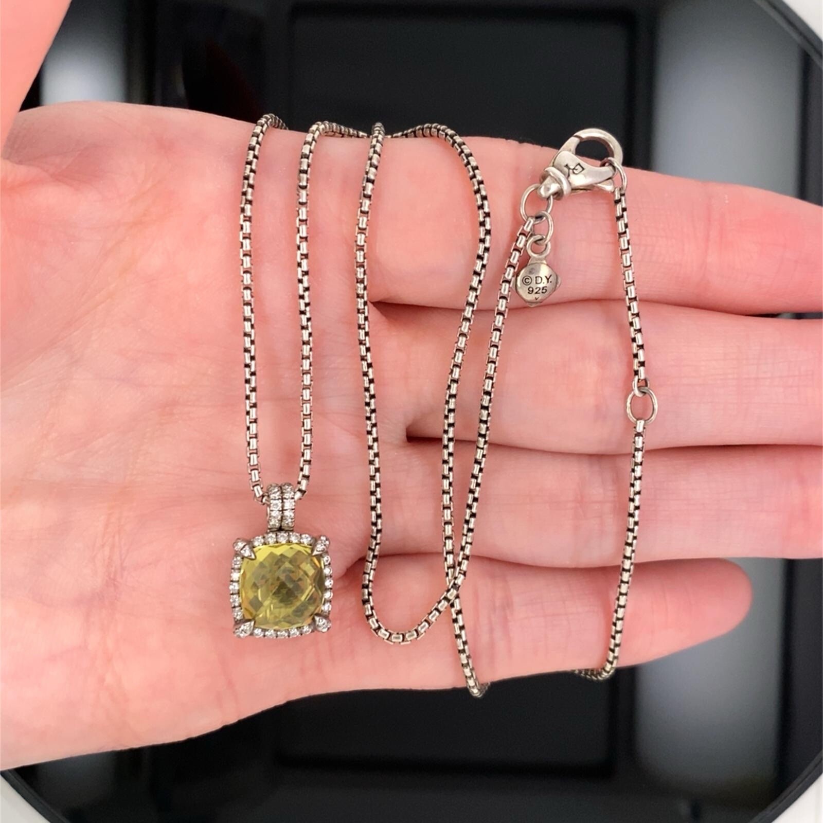 David Yurman Sterling Silver Citrine Chatelaine Diamond Pendant Necklace $1125