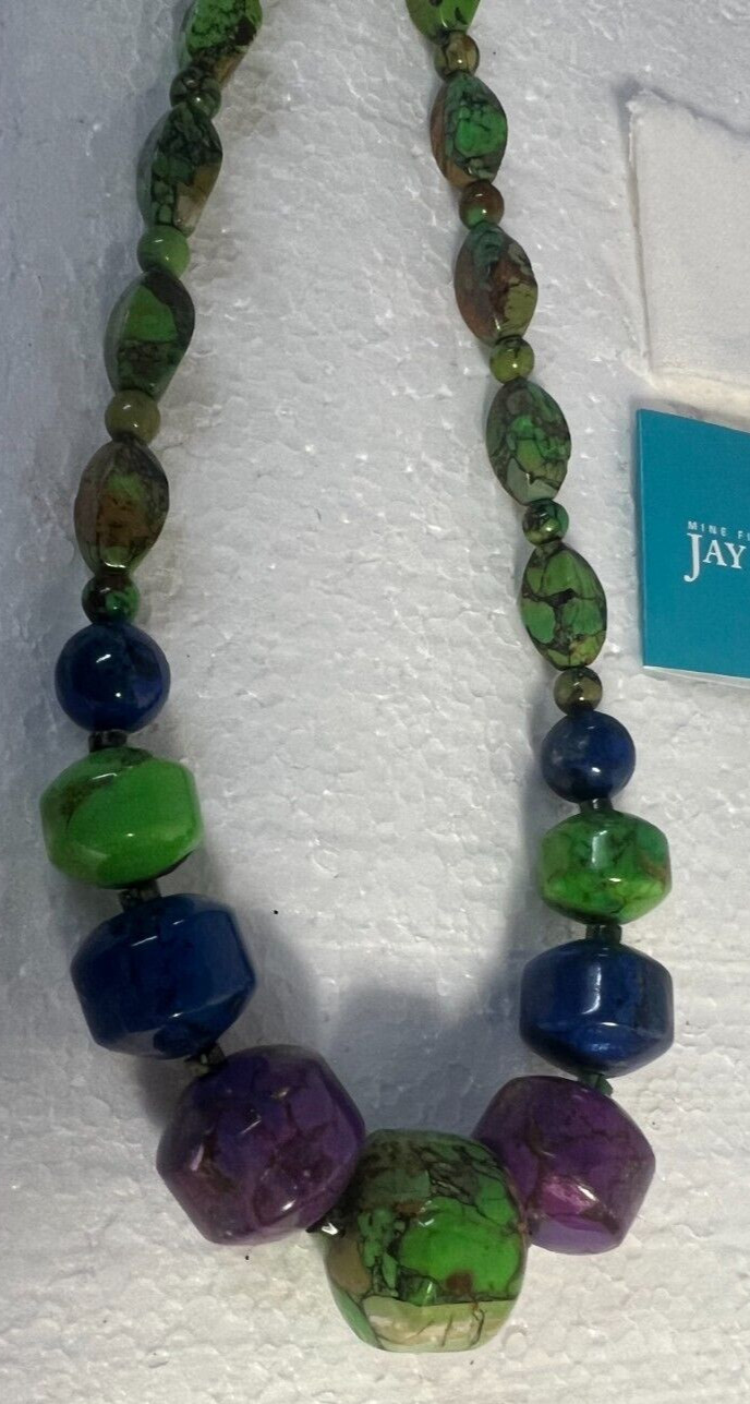 Jay King Purple Green Blue Turquoise 21″ Necklace Sterling Clasp/extender Chain