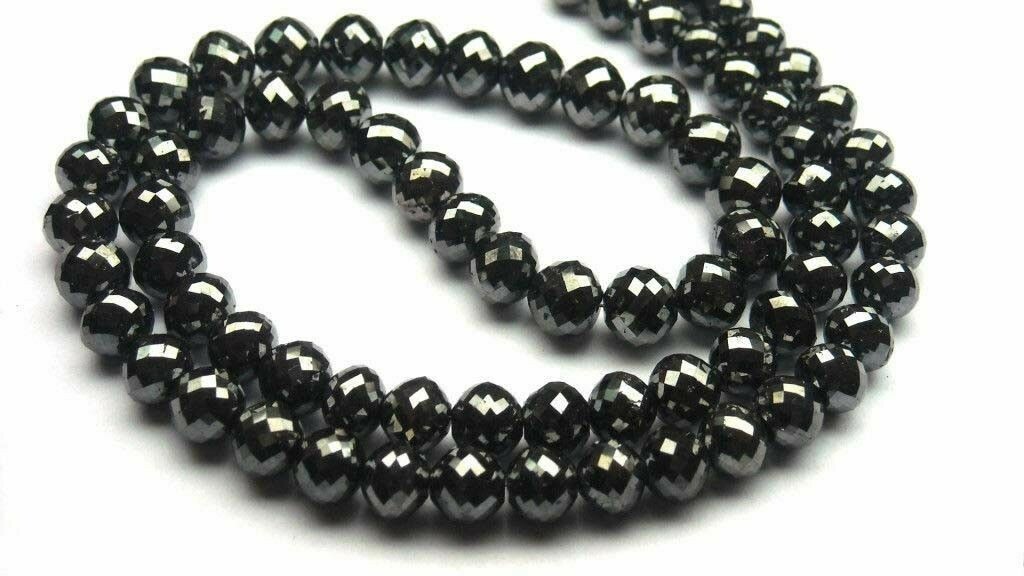 8 mm Black Diamond Necklace 24 Inches Earth Mined Certified ! Birthday gift