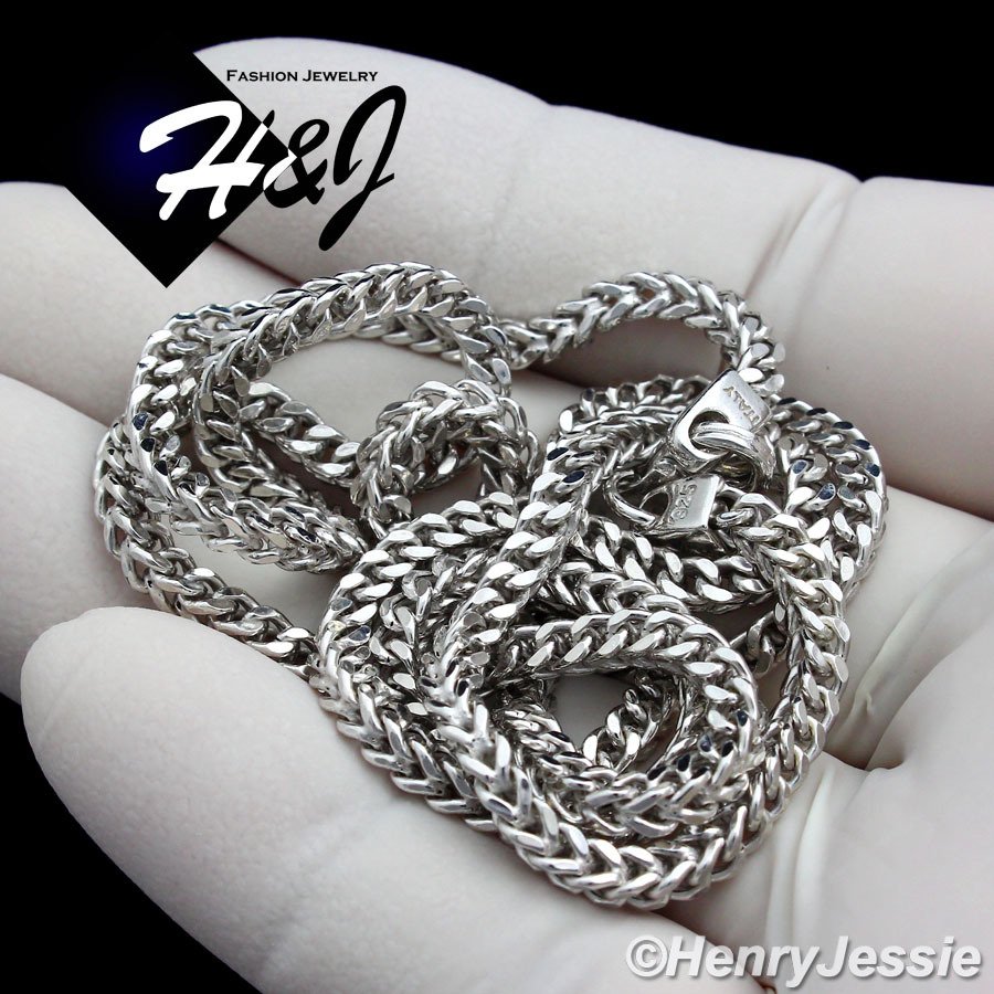 30″MEN 925 STERLING SILVER 3.5MM SILVER FRANCO BOX CURB LINK CHAIN NECKLACE*SN8
