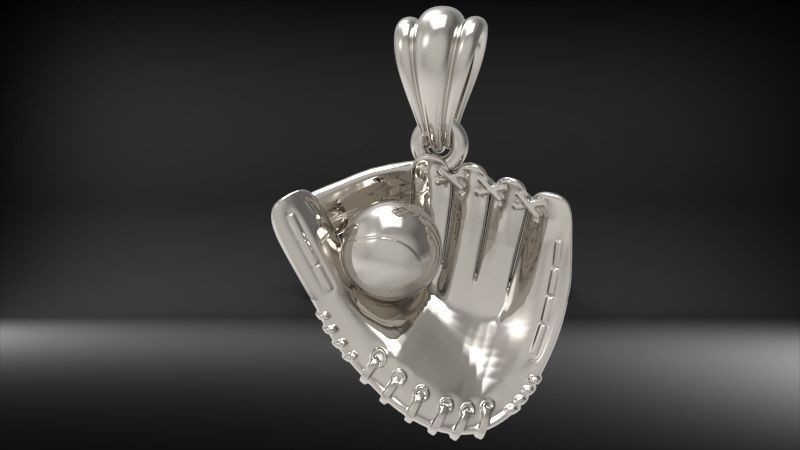 Baseball Glove & Ball Pendant | 999 Fine Silver 17mm | Handmade USA