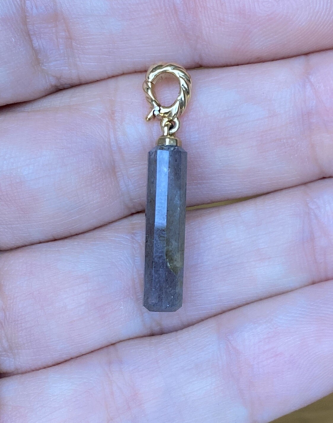 DAVID YURMAN 18k Gold Barrels Labradorite Pendant Amulet Charm Necklace New