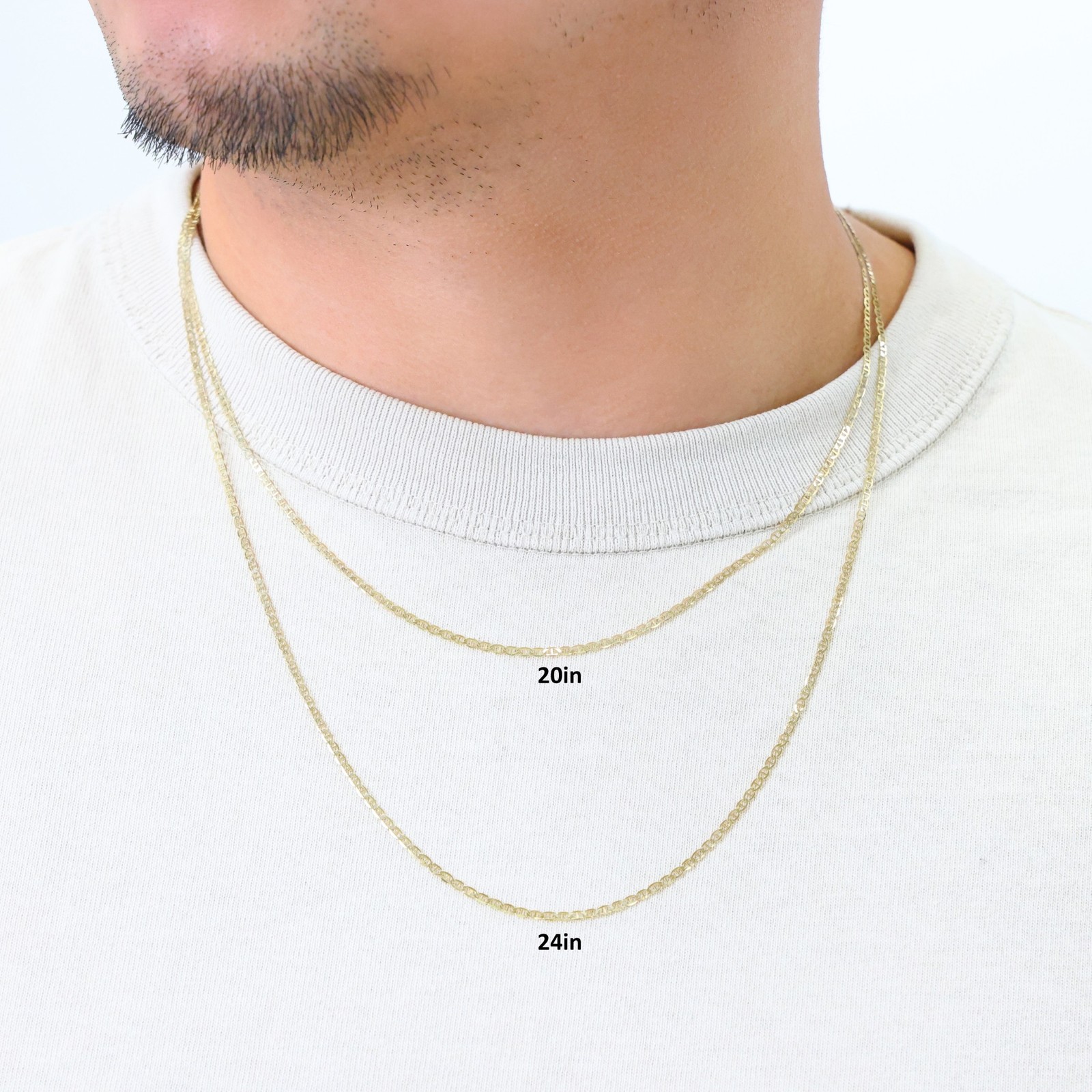 10K Yellow Gold Solid Womens 2mm Mariner Anchor LInk Chain Pendant Necklace 16″