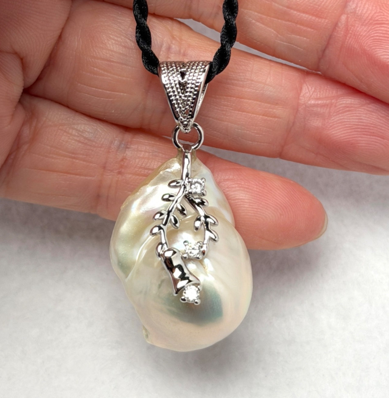Humongous 20.3 x 30.2mm Freshwater Baroque Pearl Pendant, 925 Silver Bail #124SP