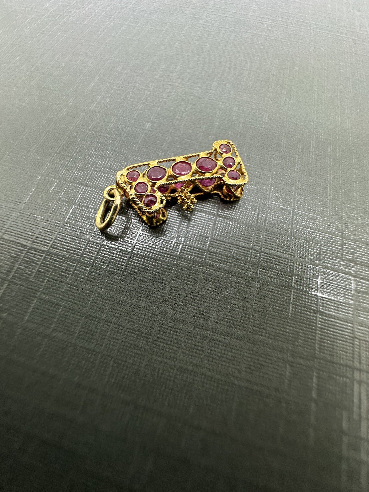 18k Yellow Gold Ruby Number 1 Birthstone First Birthday Anniversary Puff Charm