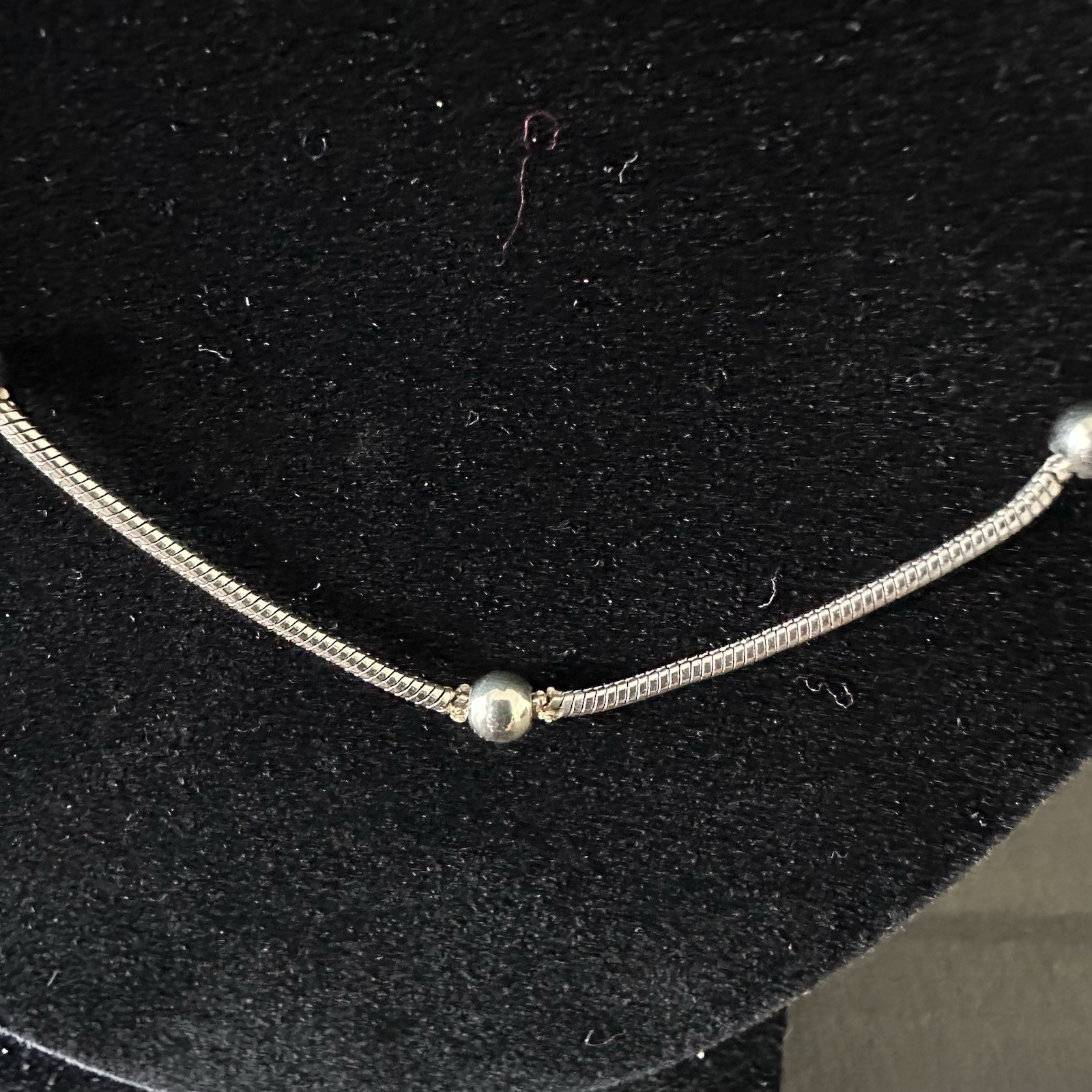 Sterling Silver 925 Bead Station Necklace 20″ Satelite Chain Lobster Clasp 9.77g