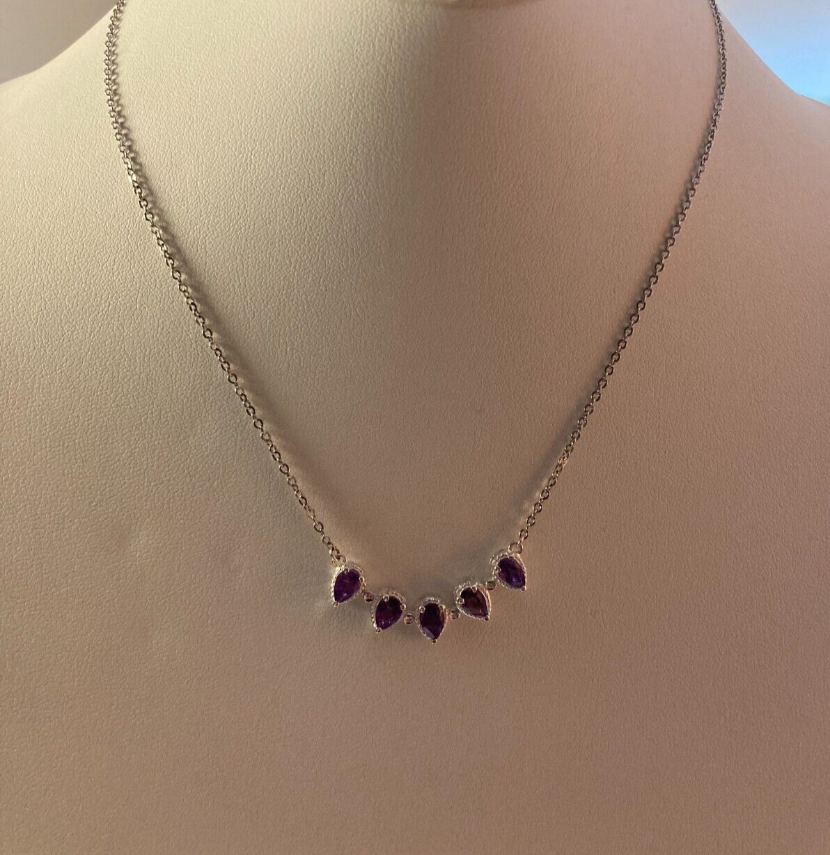 316L Stainless Steel Chain and STS .925 Amethyst(?) Gemstone Necklace 18″-22″