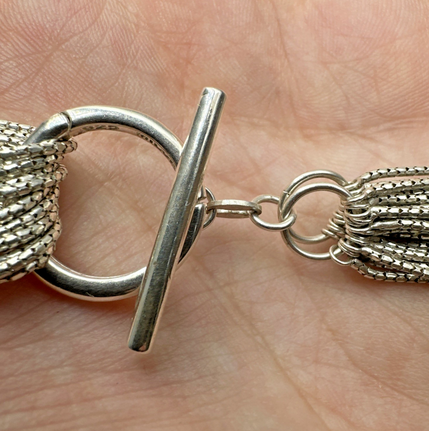 Vtg Stunning Milor Italy Multistrand Sterling Silver Necklace Toggle Clasp 47.7g