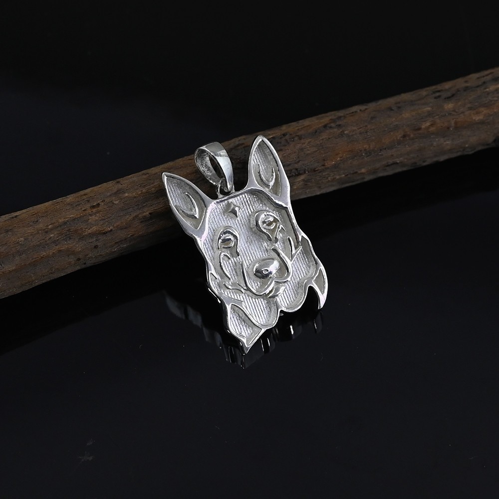 Solid 925 Sterling Silver German Shepherd Dog Face Pendant Blank Bezel Setting