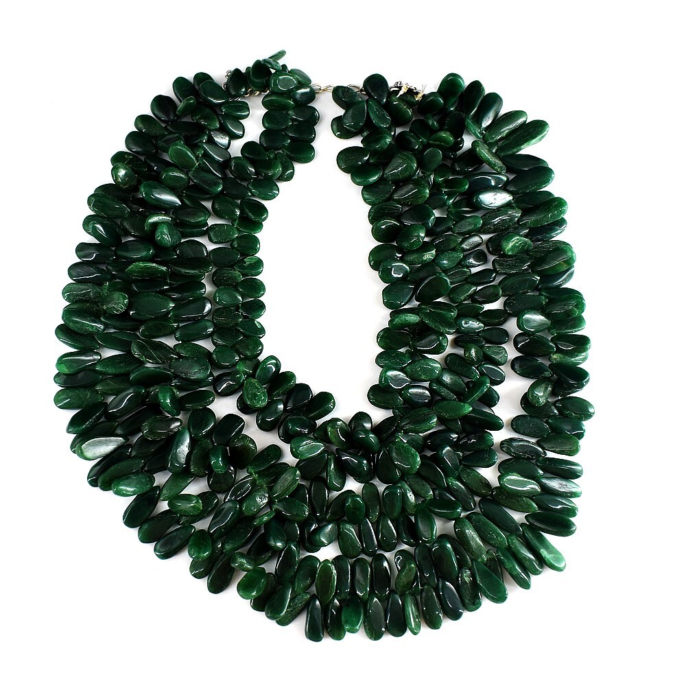 901.50 CTS EARTH MINED ENHANCED EMERALD 3 STRAND ROUND CUT BEADS NECKLACE (DG)