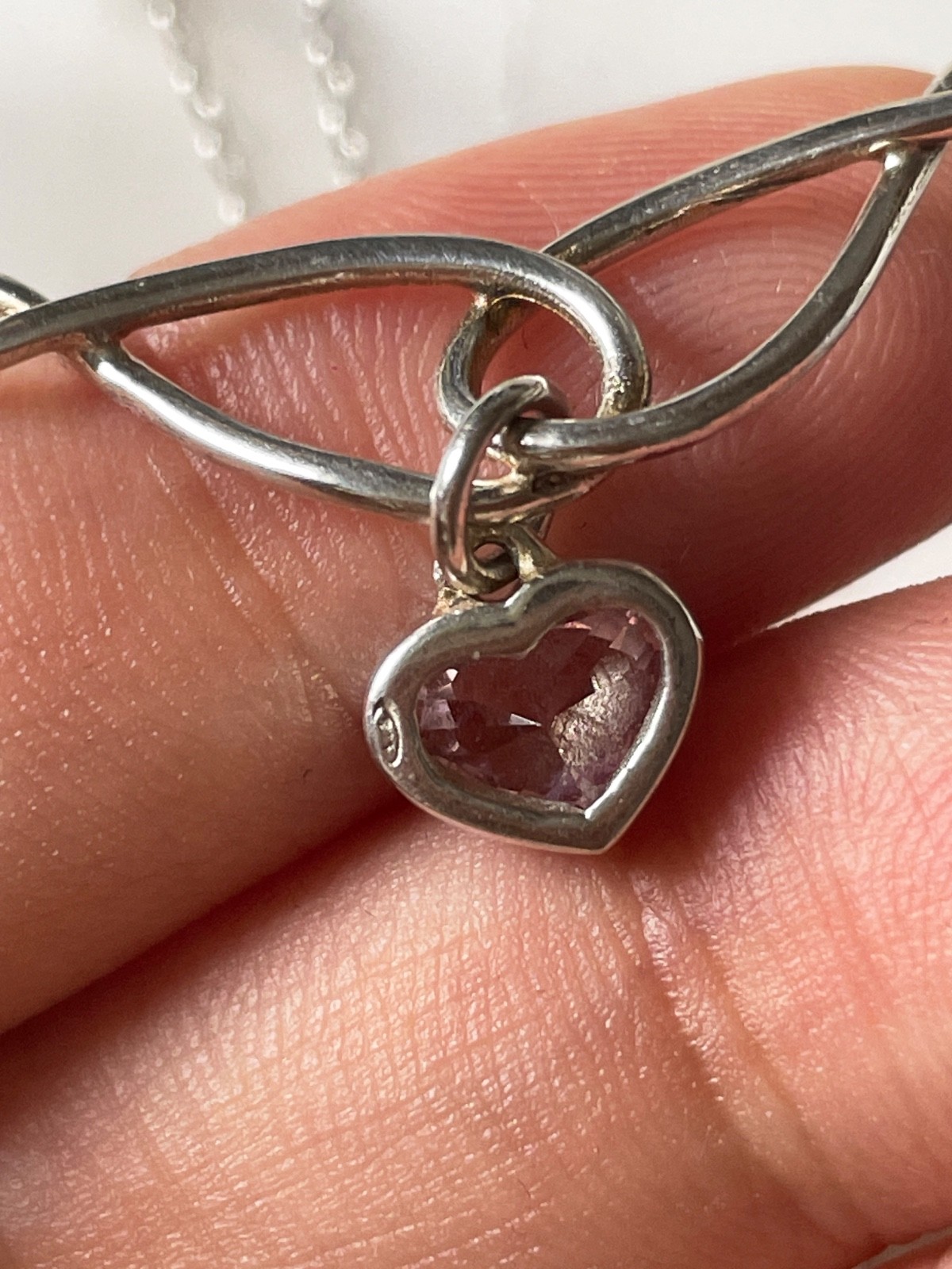 925 Sterling Silver Infinity Necklace Pink Heart Stone 40cm Celtic Inspired