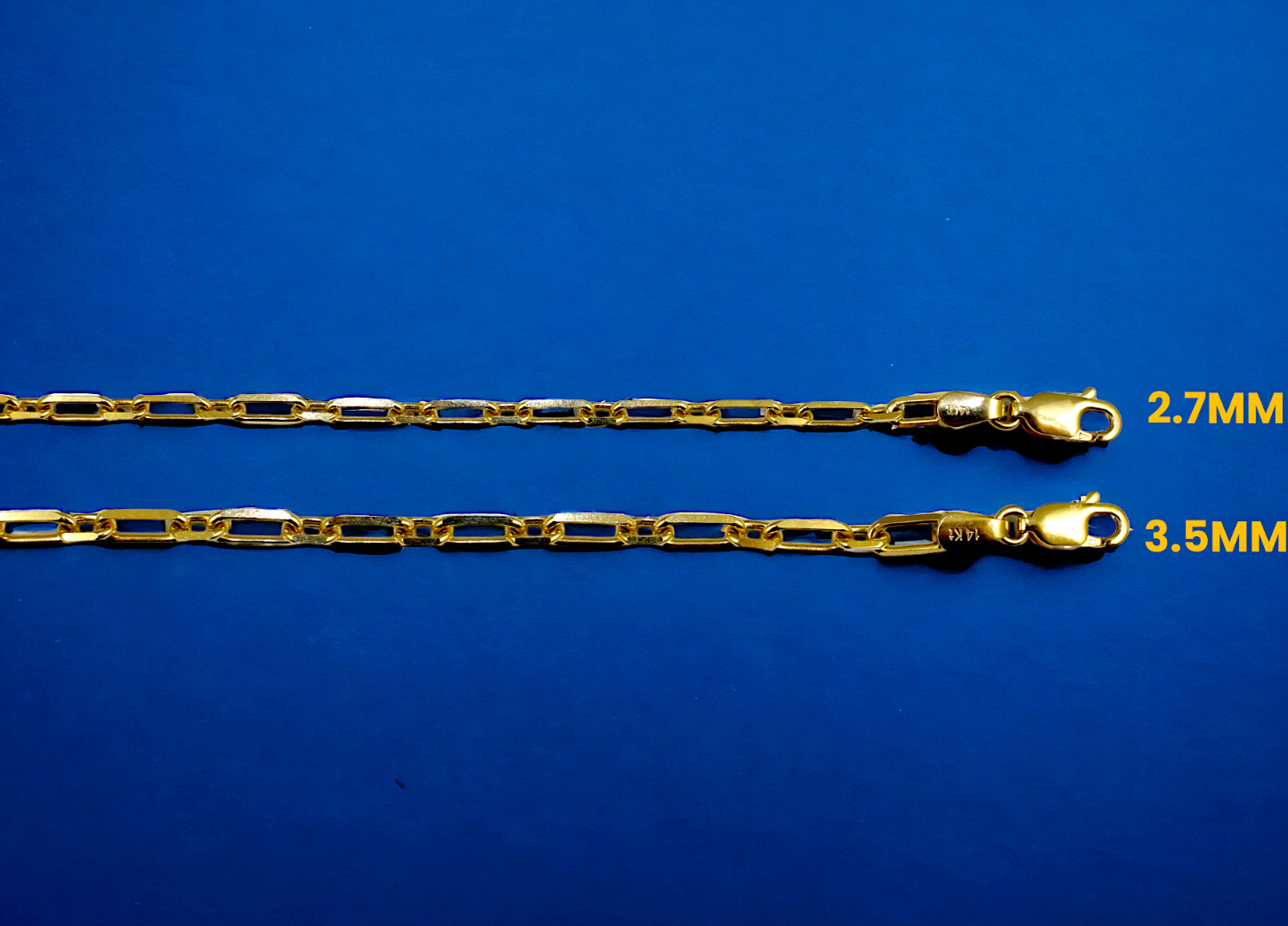 14K Yellow Gold SOLID Oval Paperclip Rolo Necklace Bracelet Chain 2mm-4mm 7″-30″
