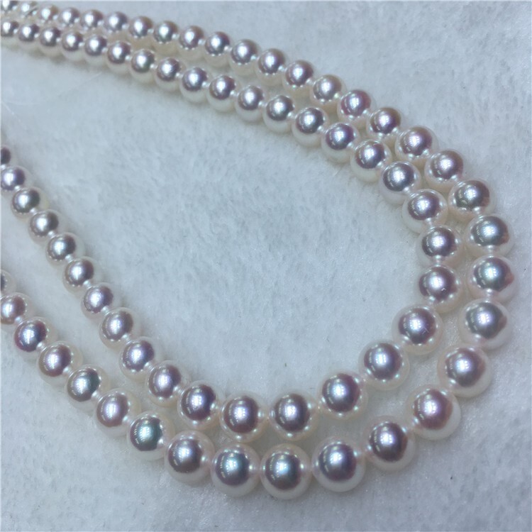 7-7.5mm Japanese Akoya Pearl white Necklace strand 14K gold 18″ June birthstone