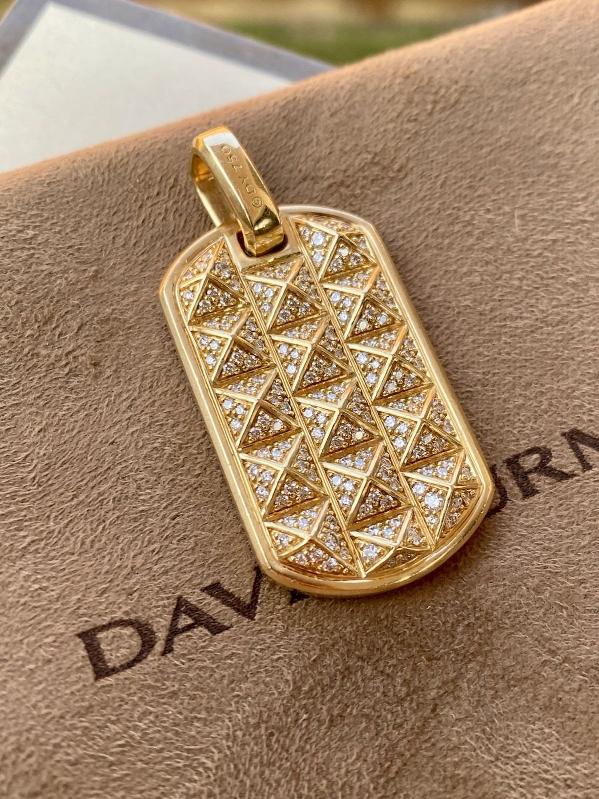 David Yurman 18k Gold Diamond Pyramid Pendant 1.75” $12,500 23.4 Gram