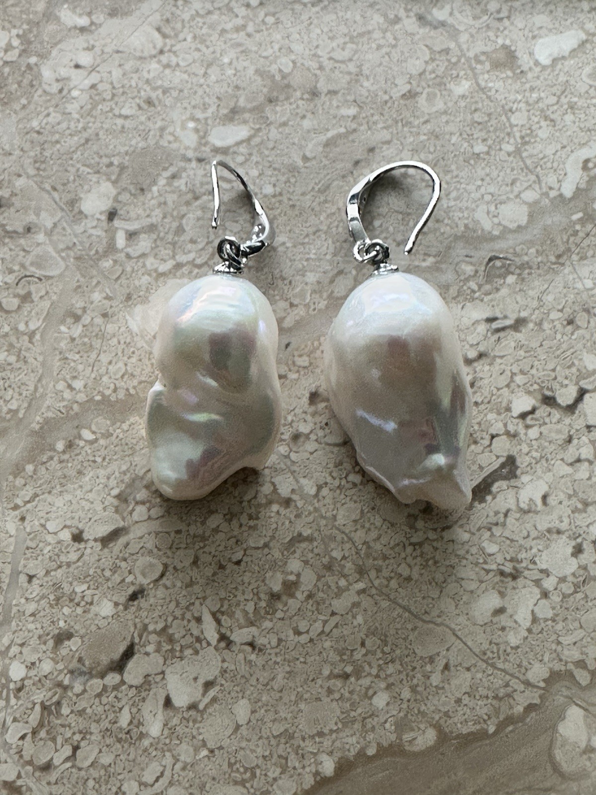 Natural White Baroque Freshwater Pearl Earrings Cultured Pearl Dangle Gift