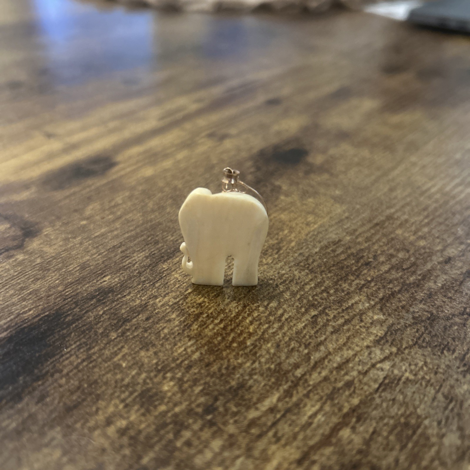 Vintage 14K Gold Gemstone Carved White Elephant Pendant