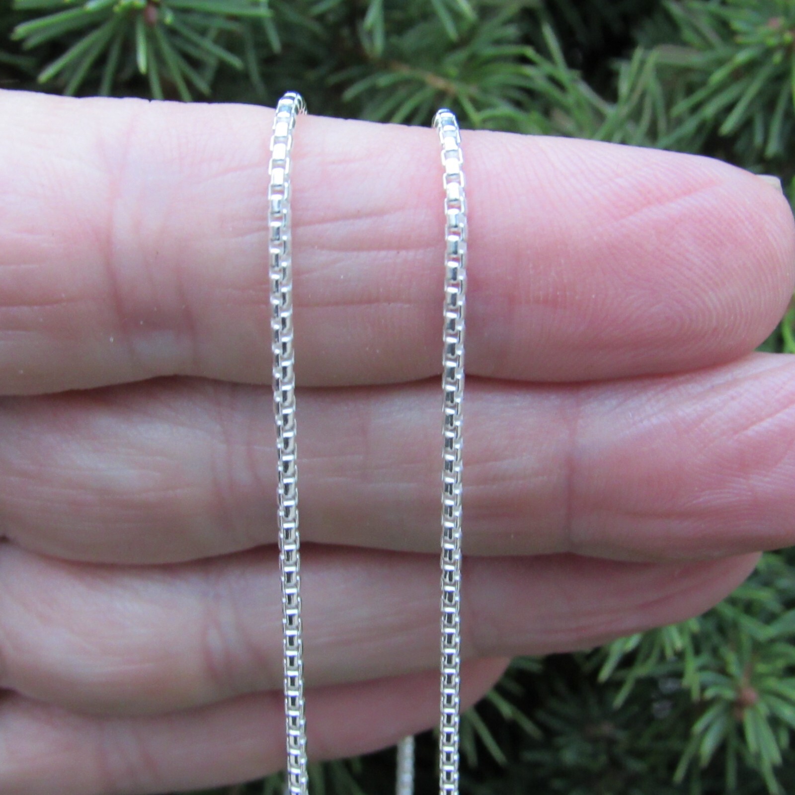 1.5MM Solid 925 Sterling Silver Italian Unisex Round Box Chain Rounded Necklace